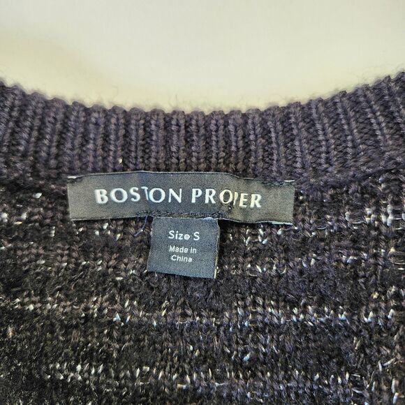 Boston Proper Black Tweed Knit Jacket Zip Front Pockets Wool Blend Size Small - Picture 7 of 13